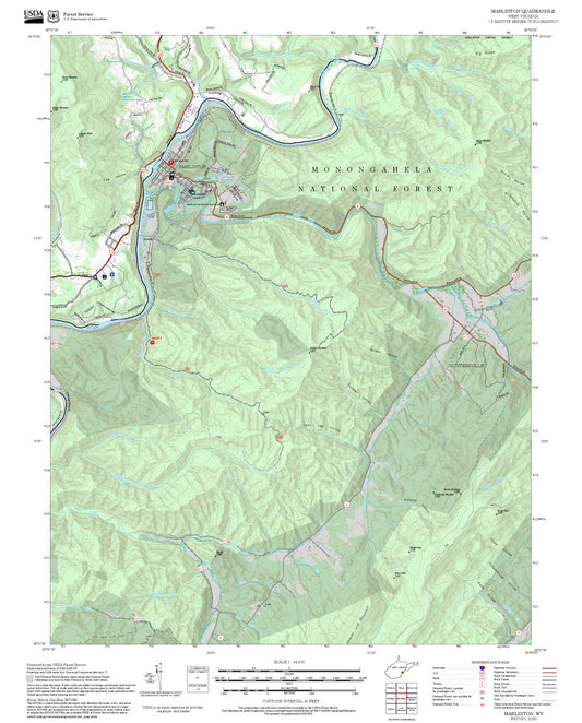 2025 Forest Service Topo Map of Marlinton West Virginia