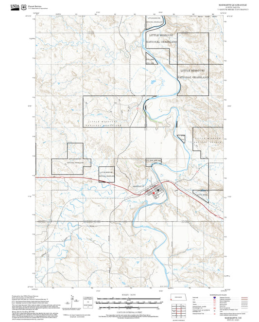 2025 Forest Service Topo Map of Marmarth North Dakota