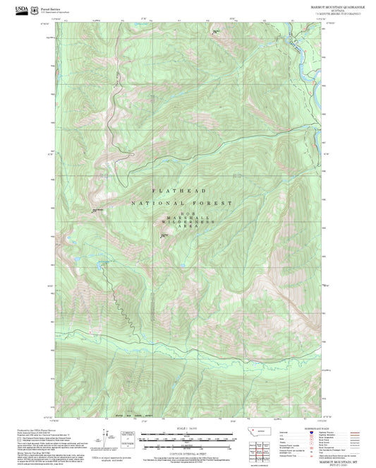 2025 Forest Service Topo Map of Marmot Mountain Montana