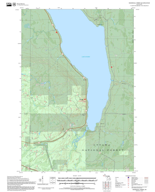 2025 Forest Service Topo Map of Marshall Creek Michigan