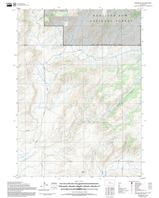 2025 Forest Service Topo Map of Marshall Wyoming