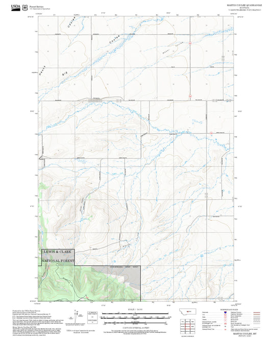 2025 Forest Service Topo Map of Martin Coulee Montana
