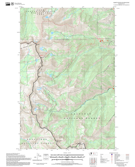 2025 Forest Service Topo Map of Martin Peak Washington
