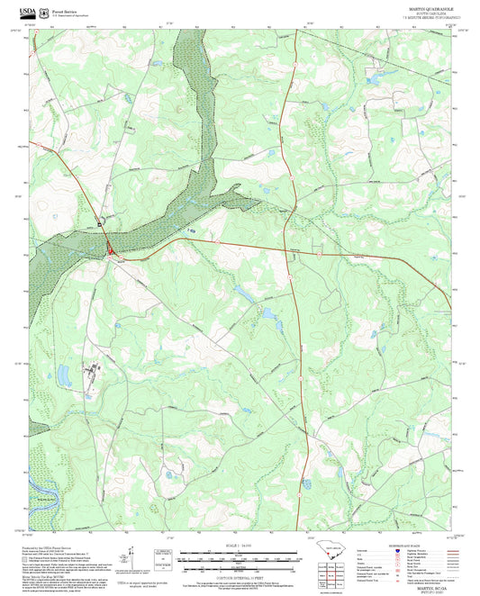 2025 Forest Service Topo Map of Martin South Carolina