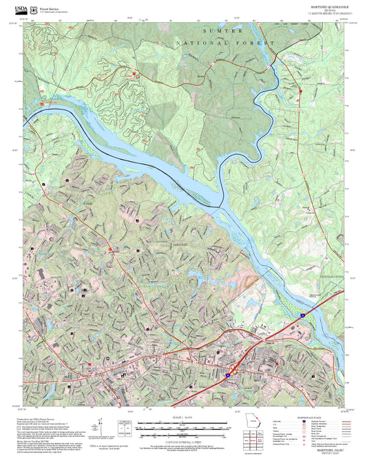 2025 Forest Service Topo Map of Martinez Georgia