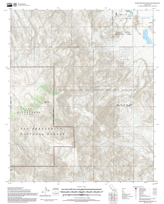 2025 Forest Service Topo Map of Martinez Mountain California