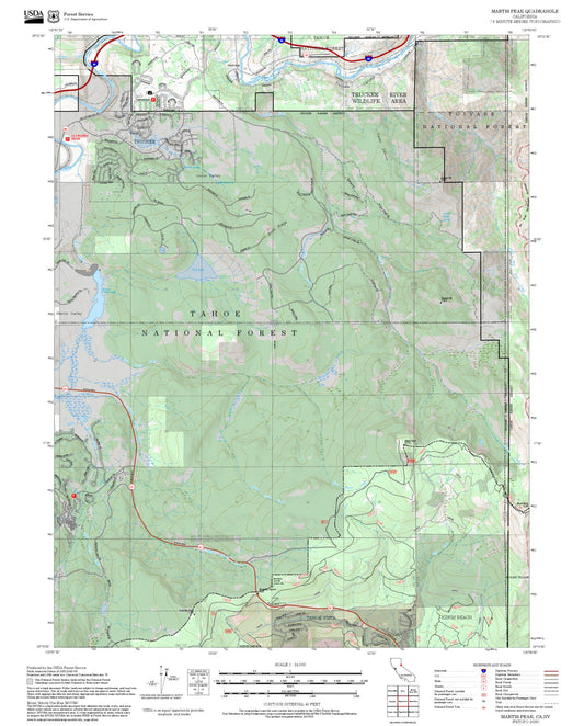 2025 Forest Service Topo Map of Martis Peak California