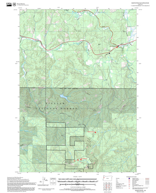 2025 Forest Service Topo Map of Marys Peak Oregon