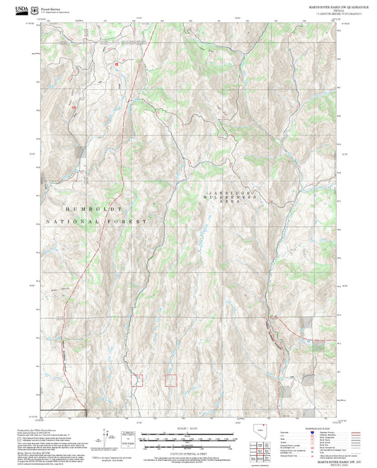 2025 Forest Service Topo Map of Marys River Basin NW Nevada