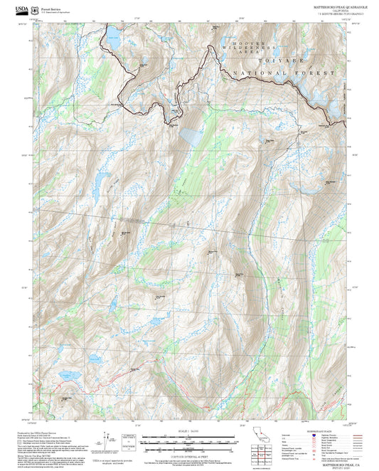 2025 Forest Service Topo Map of Matterhorn Peak California