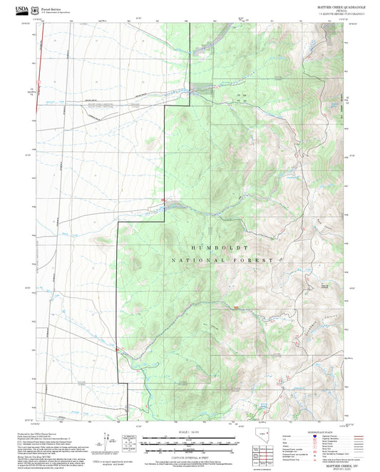 2025 Forest Service Topo Map of Mattier Creek Nevada