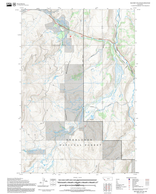 2025 Forest Service Topo Map of Maukey Gulch Montana
