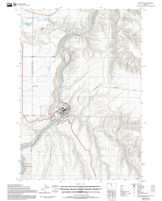 2025 Forest Service Topo Map of Maupin Oregon