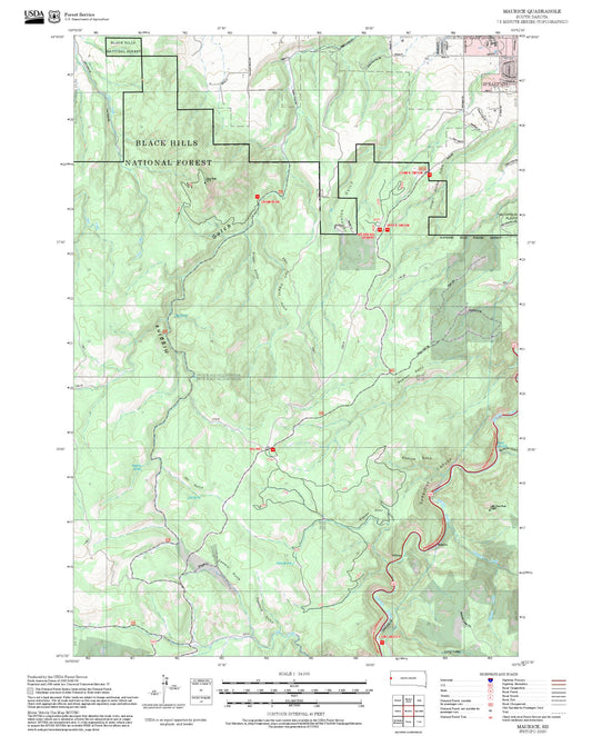 2025 Forest Service Topo Map of Maurice South Dakota