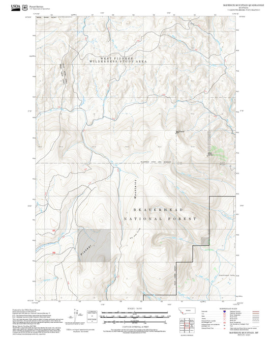 2025 Forest Service Topo Map of Maverick Mountain Montana