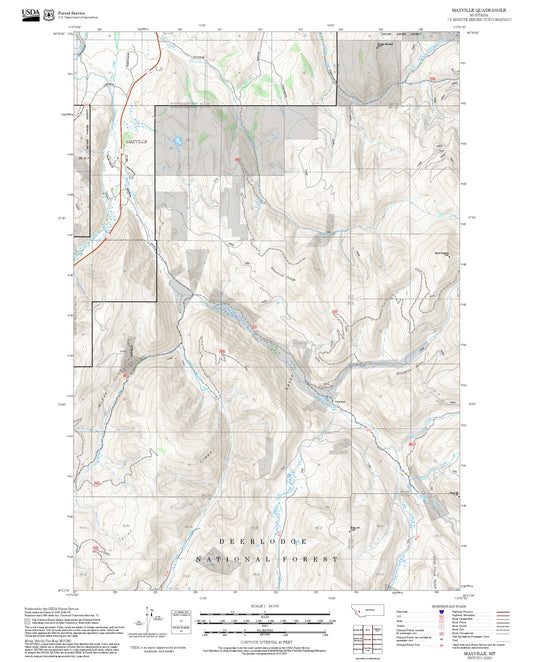 2025 Forest Service Topo Map of Maxville Montana