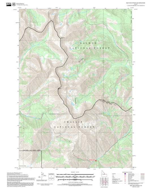 2025 Forest Service Topo Map of May Mountain Idaho