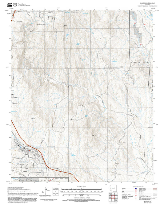2025 Forest Service Topo Map of Mayer Arizona
