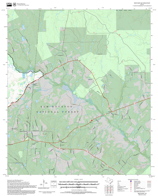 2025 Forest Service Topo Map of Maynard Texas