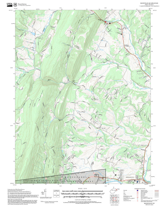 2025 Forest Service Topo Map of Maysville West Virginia