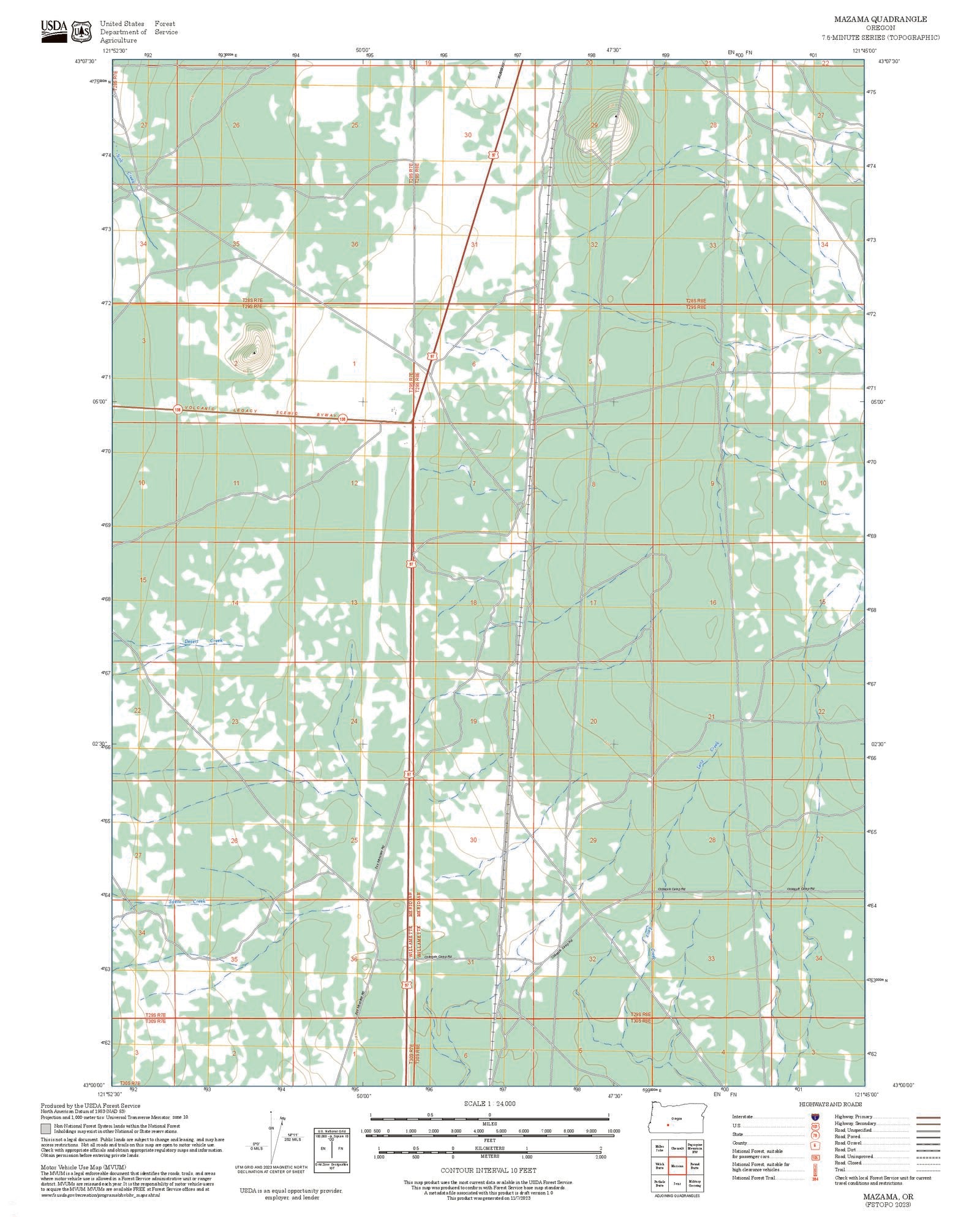 2025 Forest Service Topo Map of Mazama Oregon – MyTopo Map Store