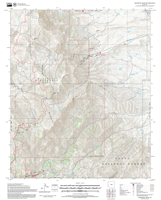 2025 Forest Service Topo Map of Mazatzal Peak Arizona