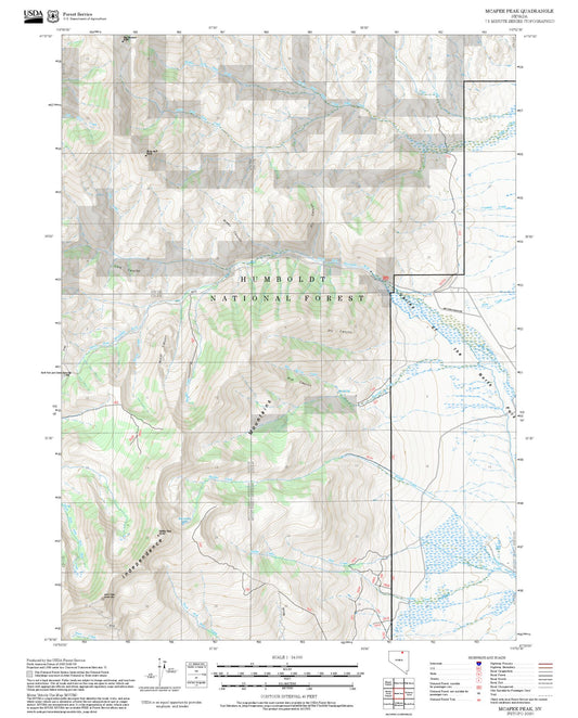 2025 Forest Service Topo Map of McAfee Peak Nevada