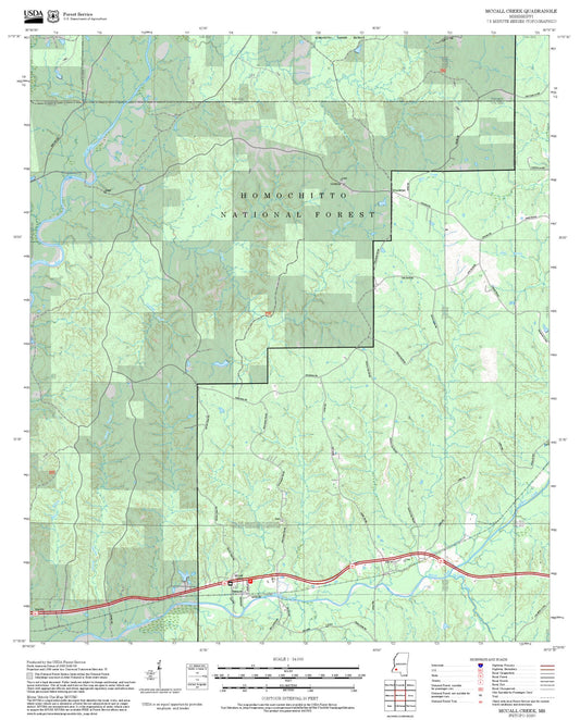 2025 Forest Service Topo Map of McCall Creek Mississippi