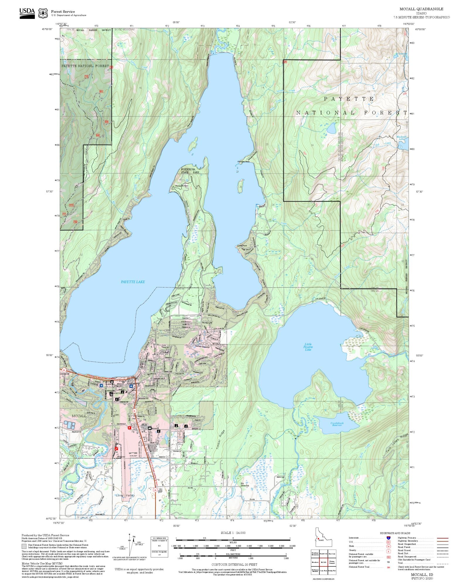 2025 Forest Service Topo Map of McCall Idaho – MyTopo Map Store
