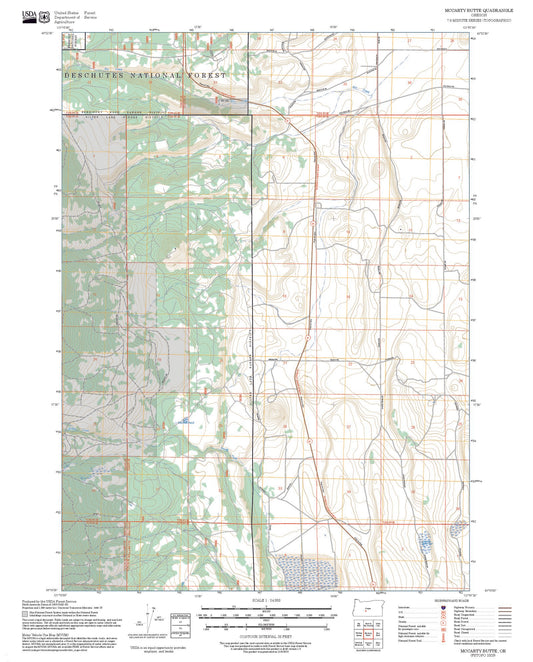2025 Forest Service Topo Map of McCarty Butte Oregon