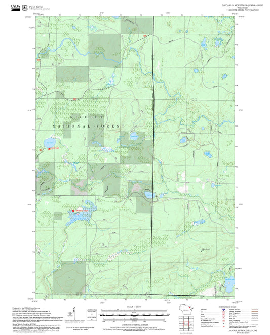 2025 Forest Service Topo Map of McCaslin Mountain Wisconsin