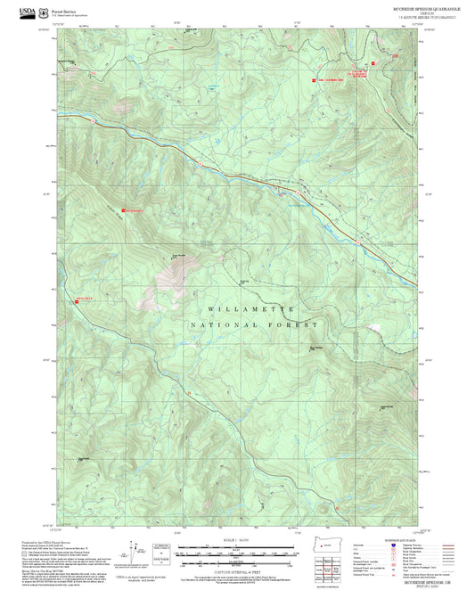 2025 Forest Service Topo Map of McCredie Springs Oregon