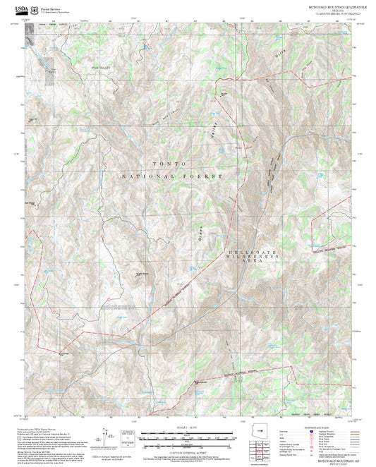 2025 Forest Service Topo Map of McDonald Mountain Arizona