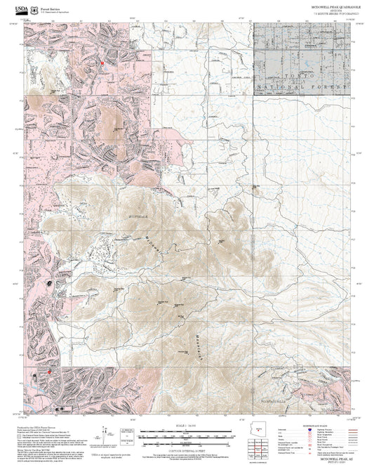 2025 Forest Service Topo Map of McDowell Peak Arizona