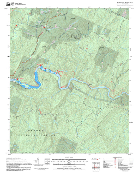 2025 Forest Service Topo Map of McFarland Tennessee