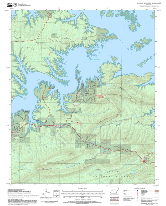 2025 Forest Service Topo Map of McGraw Mountain Arkansas