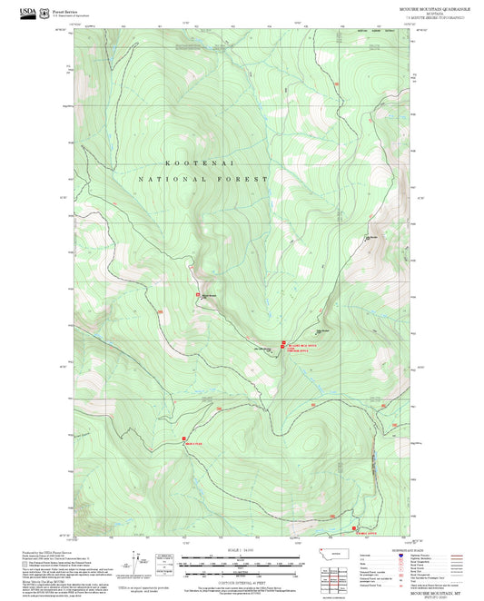 2025 Forest Service Topo Map of McGuire Mountain Montana