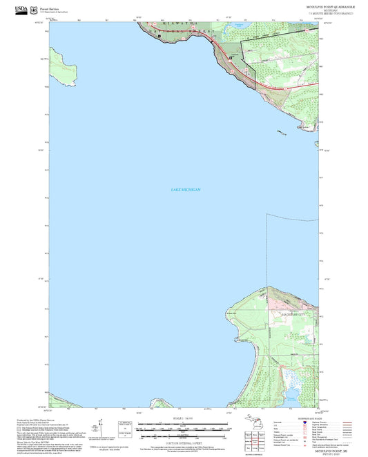 2025 Forest Service Topo Map of McGulpin Point Michigan