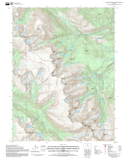 2025 Forest Service Topo Map of McHenrys Peak Colorado