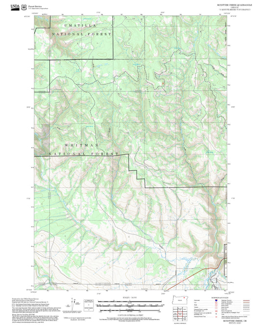 2025 Forest Service Topo Map of McIntyre Creek Oregon