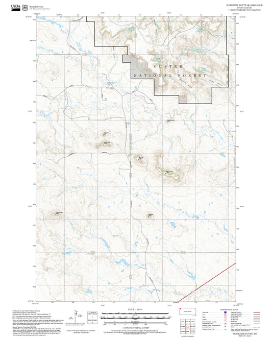 2025 Forest Service Topo Map of McKenzie Butte South Dakota