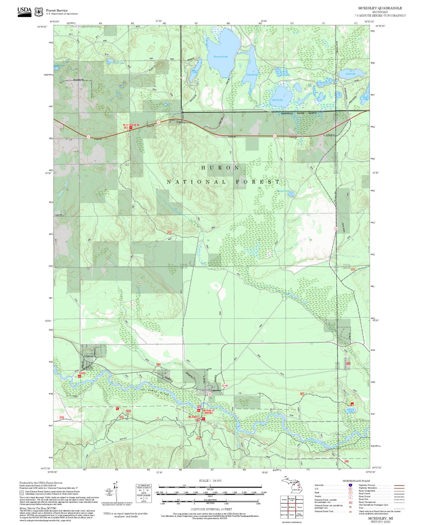 2025 Forest Service Topo Map of McKinley Michigan