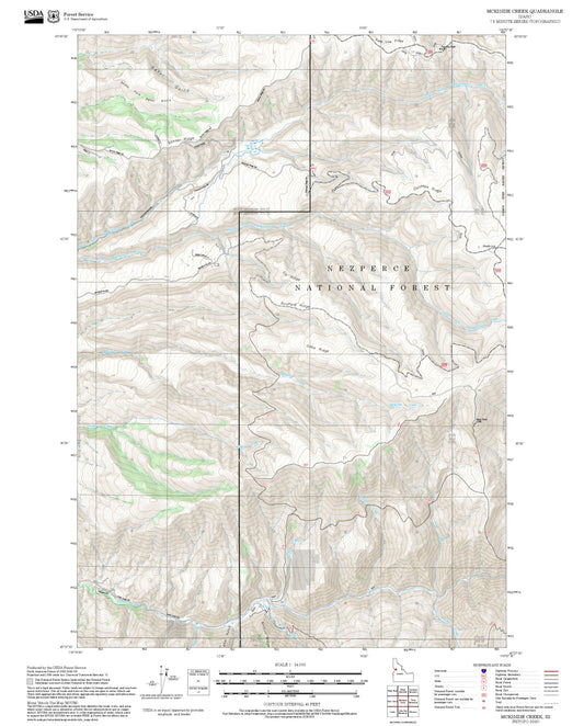 2025 Forest Service Topo Map of McKinzie Creek Idaho