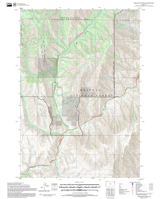 2025 Forest Service Topo Map of McLain Gulch Oregon