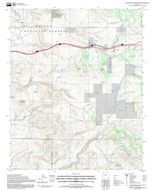 2025 Forest Service Topo Map of McLellan Reservoir Arizona
