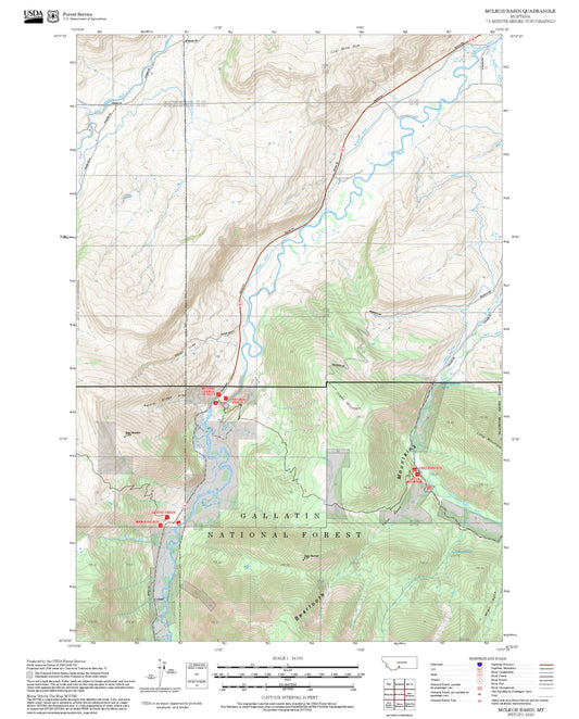 2025 Forest Service Topo Map of McLeod Basin Montana