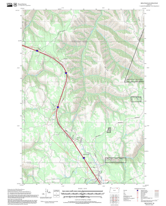2025 Forest Service Topo Map of Meacham Oregon