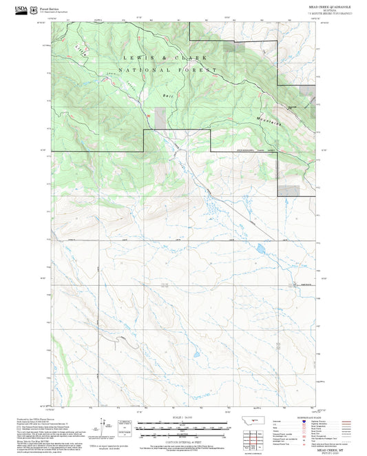 2025 Forest Service Topo Map of Mead Creek Montana