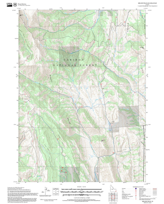 2025 Forest Service Topo Map of Meade Peak Idaho