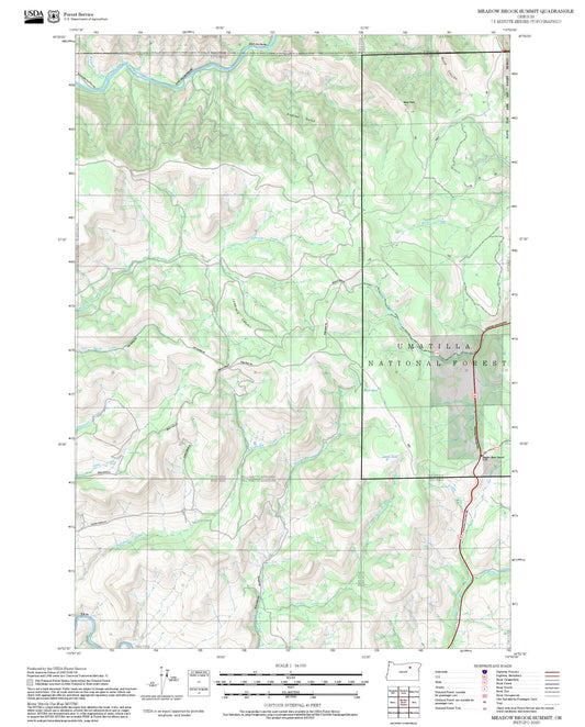 2025 Forest Service Topo Map of Meadow Brook Summit Oregon